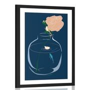 Poster with passepartout romantic flower in vase