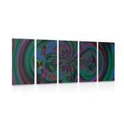 5-piece Canvas print abstraction with predominant green color