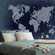 SELF ADHESIVE WALLPAPER OLD MAP ON A BLUE ABSTRACT BACKGROUND - SELF-ADHESIVE WALLPAPERS - WALLPAPERS