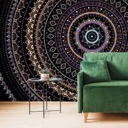 TAPETA MANDALA Z WZOREM SŁOŃCA W FIOLETOWYCH ODCIENIACH - TAPETY FENG SHUI - TAPETY