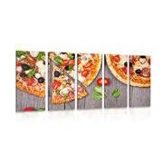 5-RÉSZES KÉP PIZZA - KÉPEK ÉTELEKKEL ÉS ITALOKKAL - KÉPEK