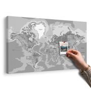 TABLOU PE PLUTĂ HARTA LUMII CLASICĂ ÎN DESIGN ALB-NEGRU - TABLOURI PE PLUTĂ - TABLOURI