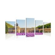 5-teiliges Wandbild Provence mit Lavendelfeldern