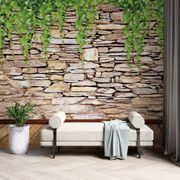 Wallpaper wall covered with leaves