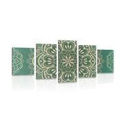 5-DELNA SLIKA MANDALA NA TURKIZNI PODLAGI - 5-DELNA - 🔥 TOTALNA ODPRODAJA