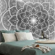 WALLPAPER BLACK AND WHITE ORIENTAL MANDALA - BLACK AND WHITE WALLPAPERS - WALLPAPERS