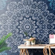 TAPETA NIEBIESKA MANDALA Z ABSTRAKCYJNYM WZOREM - TAPETY FENG SHUI - TAPETY