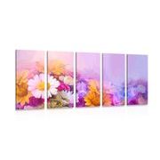 5 részes kép színes virágok olajfetmény