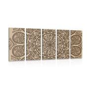 5-PIECE CANVAS PRINT MANDALA WITH AN ABSTRACT NATURAL PATTERN - PICTURES FENG SHUI - PICTURES