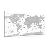 CANVAS PRINT BLACK AND WHITE MAP - PICTURES OF MAPS - PICTURES