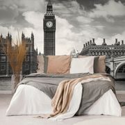 SELF ADHESIVE WALL MURAL LONDON BIG BEN IN BLACK AND WHITE - SELF-ADHESIVE WALLPAPERS - WALLPAPERS