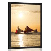 POSTER SEGELBOOTE BEI SONNENUNTERGANG - NATUR - POSTER