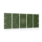 5 part picture detailed decorative mandala in green color