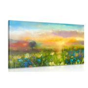 CANVAS PRINT OIL PAINTING OF MEADOW FLOWERS - PICTURES OF NATURE AND LANDSCAPE - PICTURES