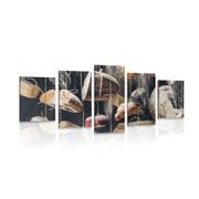 5-PIECE CANVAS PRINT HANGING PASTRY ON A ROPE - PICTURES OF FOOD AND DRINKS - PICTURES