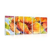 5-PIECE CANVAS PRINT BOUQUET OF POPPY FLOWERS - PICTURES FLOWERS - PICTURES