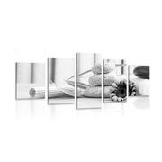 5-piece Canvas print meditation and wellness still life in black and white