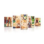 5-PIECE CANVAS PRINT MOTHER IN AN ABSTRACT DESIGN - ABSTRACT PICTURES - PICTURES