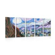 5-PIECE CANVAS PRINT REPRODUCTION OF STARRY NIGHT - VINCENT VAN GOGH - ABSTRACT PICTURES - PICTURES