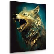 WANDBILD BLAU-GOLDENER WOLF - WANDBILDER MIT DEN HERRSCHERN DES TIERREICHS - BILDER