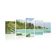 5-PIECE CANVAS PRINT BEAUTIFUL BEACH ON THE ISLAND OF LA DIGUE - PICTURES OF NATURE AND LANDSCAPE - PICTURES