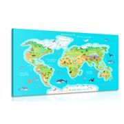 CANVAS PRINT GEOGRAPHICAL MAP OF THE WORLD FOR CHILDREN - CHILDRENS PICTURES - PICTURES