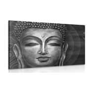 CANVAS PRINT BUDDHA FACE IN BLACK AND WHITE - BLACK AND WHITE PICTURES - PICTURES