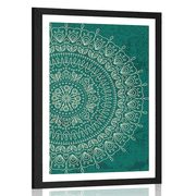 POSTER MIT PASSEPARTOUT HANDGEMALTES MANDALA - FENG SHUI - POSTER