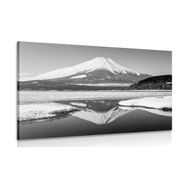 Slika japonska gora Fuji v črnobeli izvedbi