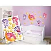 Decorative wall stickers pink & purple teddy bears