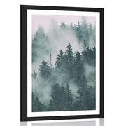 AFFICHE AVEC MONTURE MONTAGNES DANS LE BROUILLARD - NATURE - AFFICHES