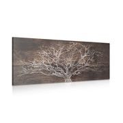 QUADRO ALBERO SU SFONDO IN LEGNO - QUADRI ALBERI E FOGLIE - QUADRI