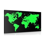 Wandbild Grüne Weltkarte auf schwarzem Hintergrund