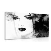 КАРТИНА НА ПЛАТНО – МОДЕРЕН ЖЕНСКИ ПОРТРЕТ В ЧЕРНО-БЯЛО ИЗПЪЛНЕНИЕ - ЧЕРНО-БЕЛИ КАРТИНИ - КАРТИНИ