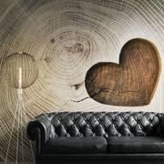 SELF ADHESIVE WALLPAPER SYMBOL OF LOVE ON WOOD - SELF-ADHESIVE WALLPAPERS - WALLPAPERS