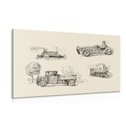 CANVAS PRINT MEANS OF TRANSPORT IN A RETRO DESIGN - VINTAGE AND RETRO PICTURES - PICTURES