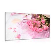 Canvas print bouquet of pink roses