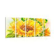 TABLEAU EN 5 PARTIES – MAGNIFIQUE TOURNESOL - TABLEAUX DE FLEURS - TABLEAUX