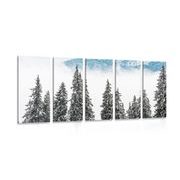 5-piece Canvas print snowy pine trees