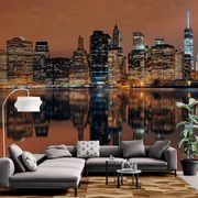 SELF ADHESIVE WALL MURAL REFLECTION OF MANHATTAN IN WATER - SELF-ADHESIVE WALLPAPERS - WALLPAPERS