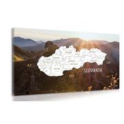 QUADRO SU TELA – MAPPA DELLA SLOVACCHIA CON SFONDO MONTUOSO - QUADRI MAPPE - STAMPE E QUADRI