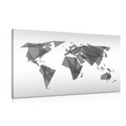 Obraz geometryczna mapa świata w wersji czarno-białej