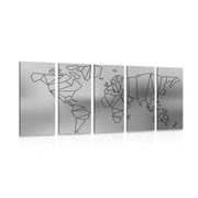 5 part picture stylized world map in black & white