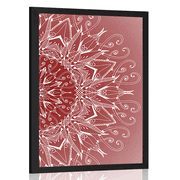 POSTER WHITE MANDALA ON A RED BACKGROUND - FENG SHUI - POSTERS