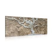 PICTURE ABSTRACT TREE ON WOOD IN BEIGE DESIGN - PICTURES OF TREES AND LEAVES - PICTURES