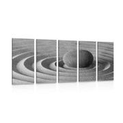 5-piece Canvas print relaxation stone in black and white