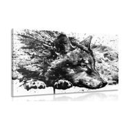 Canvas print wolf in watercolor design in black and white