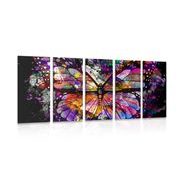 5-PIECE CANVAS PRINT UNUSUAL BUTTERFLY - POP ART PICTURES - PICTURES