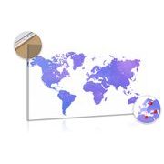 Picture on cork world map in purple tint