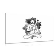 Picture black & white illustration of Buddha